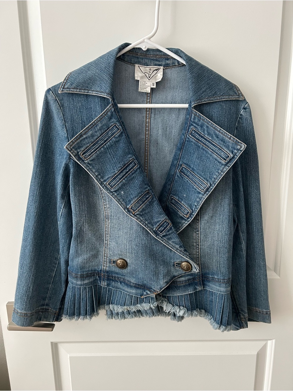 Tailored Blue Denim Peplum Jacket - Unbranded